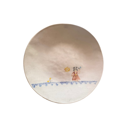 Handmade Greek Folk Art Plate - Maria Kapetanidi, 1996 - Cottage Core Rustic Art