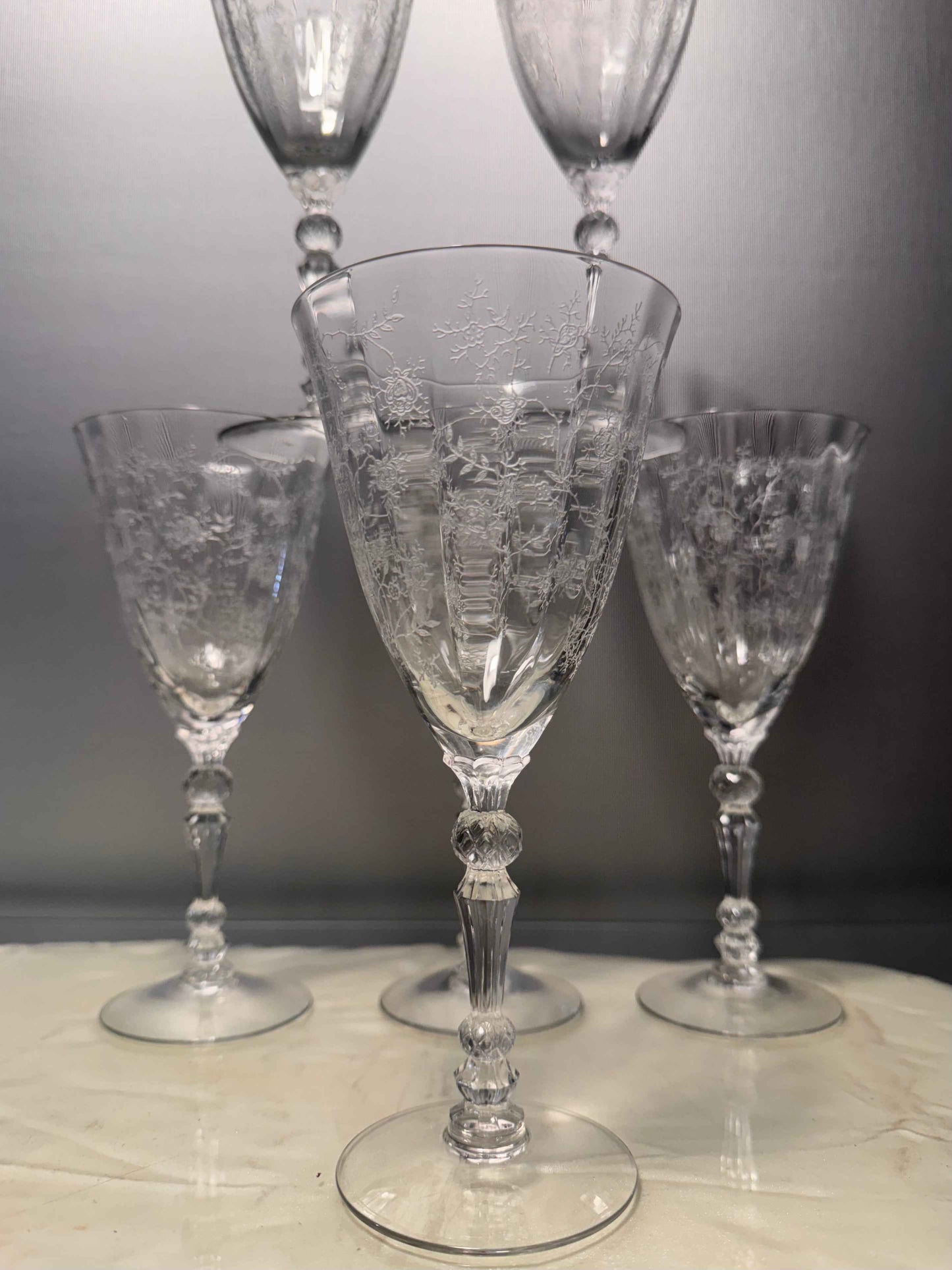Fostoria ‘Chintz’ Etched Water Goblet Glasses, Set of 2 - Multiple Available