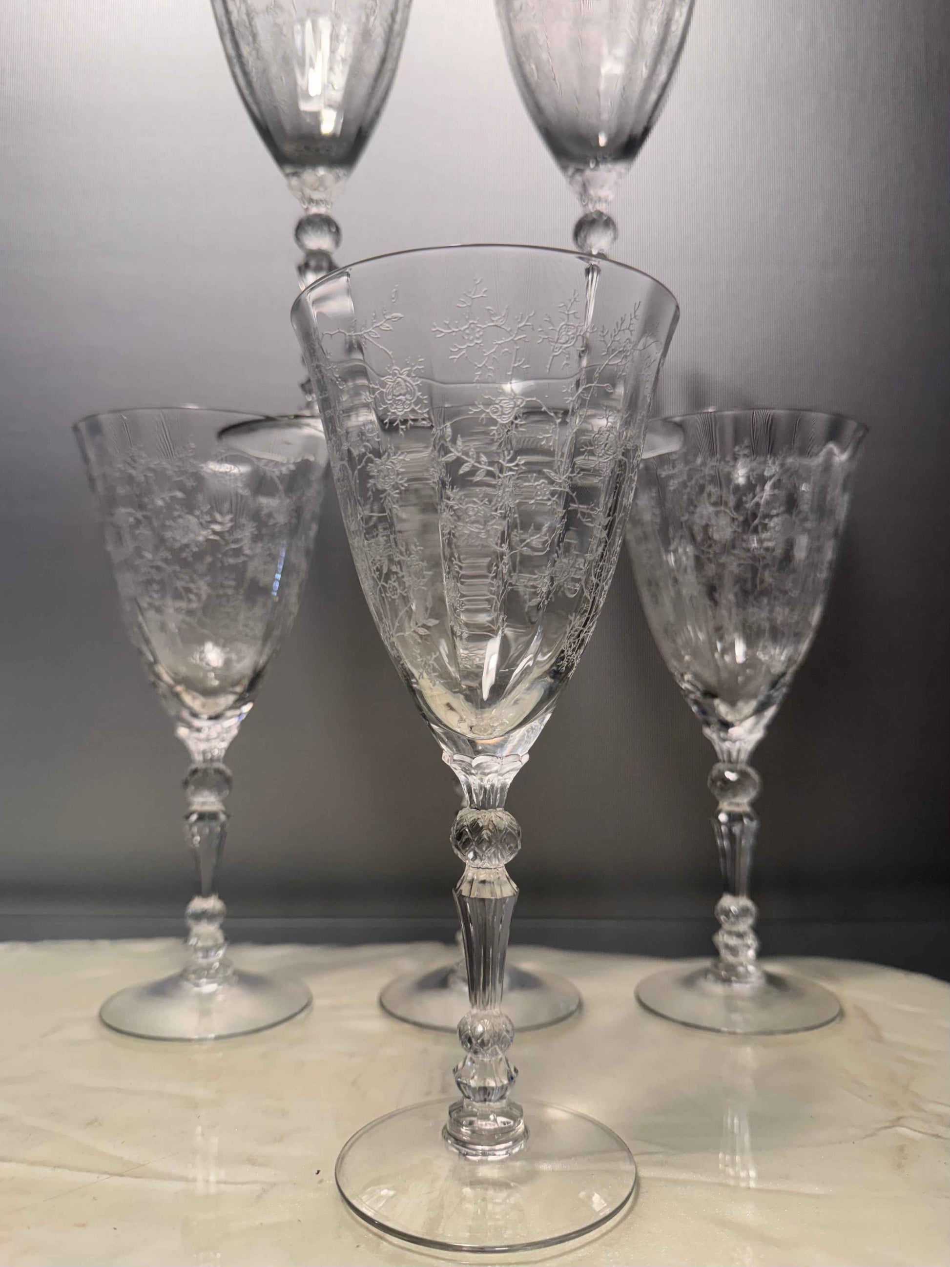 Fostoria ‘Chintz’ Etched Water Goblet Glasses, Set of 2 - Multiple Available